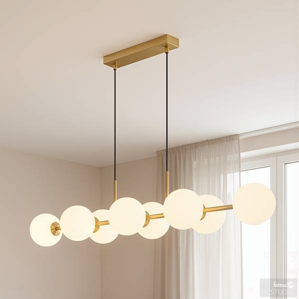 Plafonnier GLINTO Verre opale / Fer - 8 flammes
