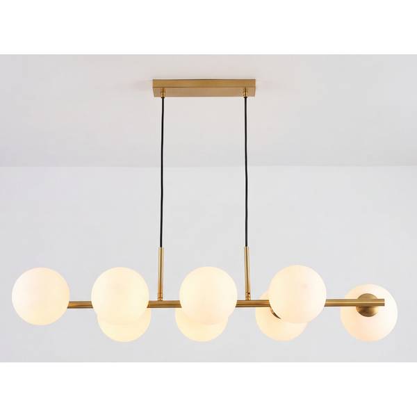 Plafonnier GLINTO Verre opale / Fer - 8 flammes