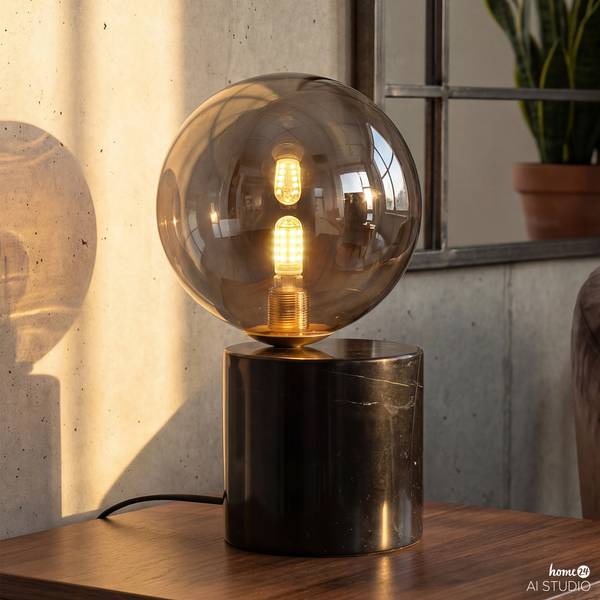 Lampada da tavolo KAVIO con piede marmo Grigio fumé / Marmo - 1 punto luce