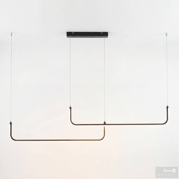 Lampada a sospensione HILUX 2 archi Ferro / Tessuto - 2 punti luce