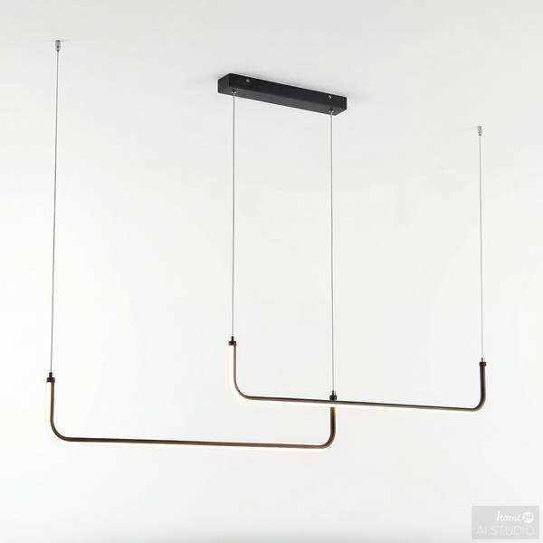 Lampada a sospensione HILUX 2 archi Ferro / Tessuto - 2 punti luce