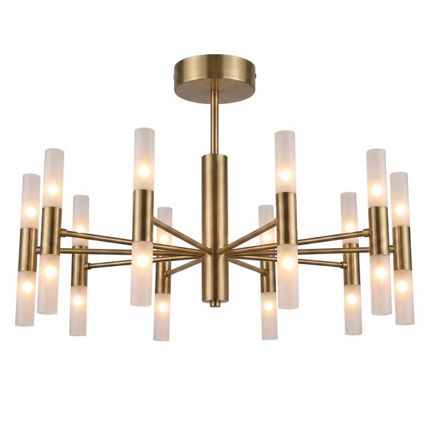 Deckenleuchte FYLUX satiniertes Glas / Eisen - 20-flammig - Messing
