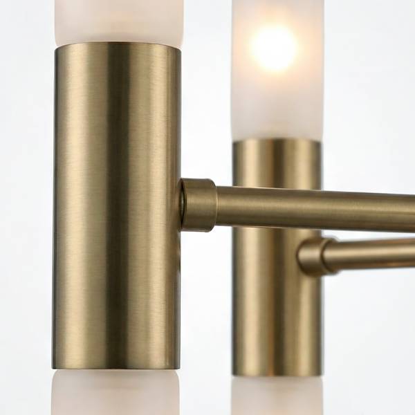 Deckenleuchte FYLUX satiniertes Glas / Eisen - 20-flammig - Messing