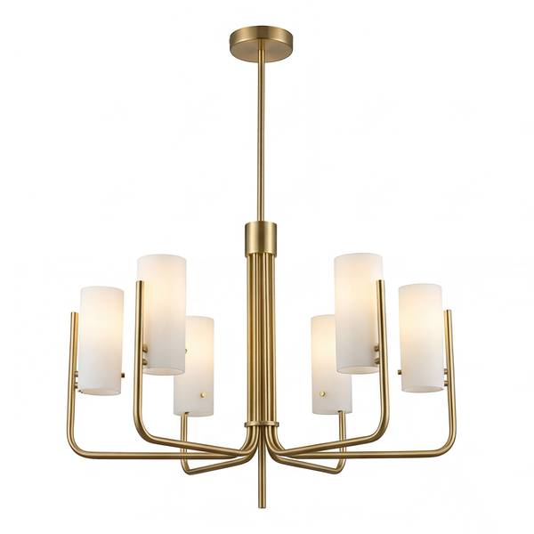 Plafonnier GLOYA Verre dépoli / Métal - 6 flammes - Laiton