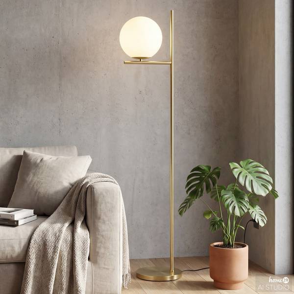 Stehleuchte GLENA Opalglas / Eisen - 1-flammig
