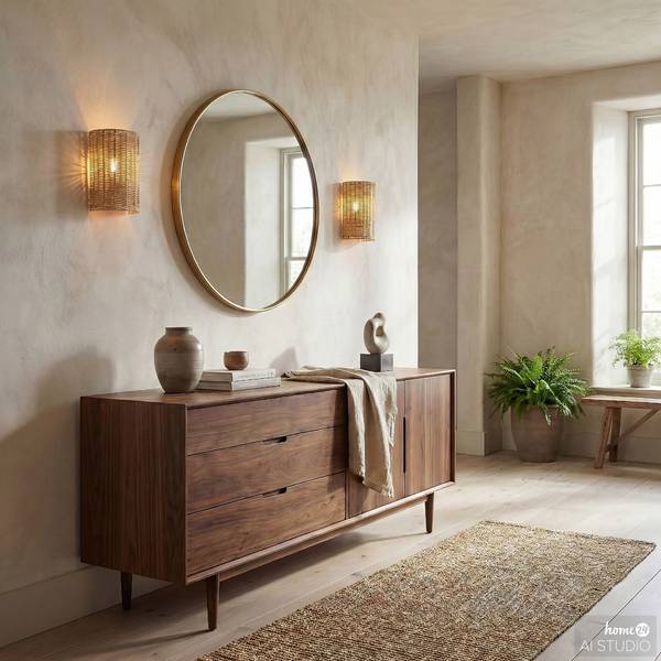 Wandleuchte WENLA Rattan / Eisen - 1-flammig