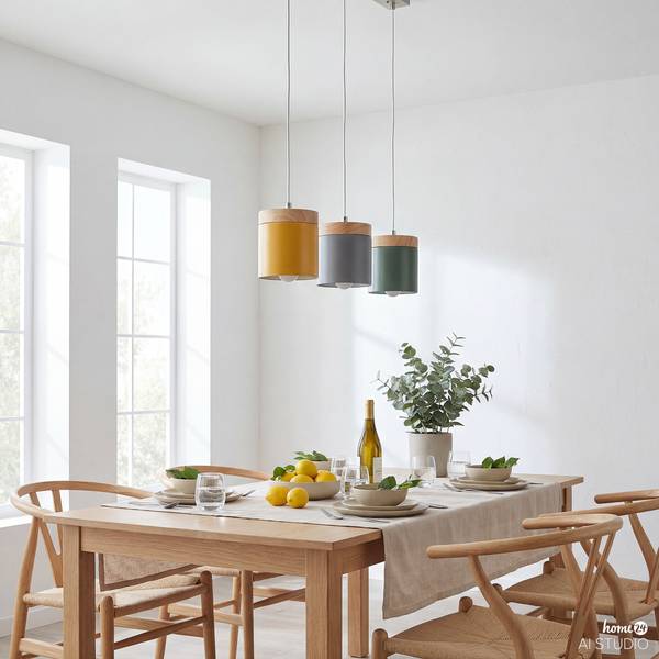 Hanglamp RAVIA linear massief pijnboomhout/ijzer - 3-lichts