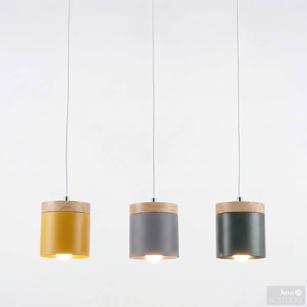 Hanglamp RAVIA linear massief pijnboomhout/ijzer - 3-lichts