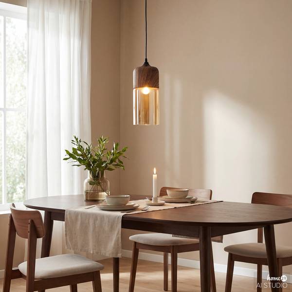 Pendelleuchte KAVON zylindrisch Farbglas / Eisen - 1-flammig