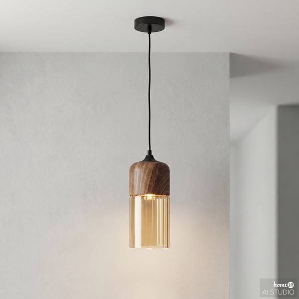 Pendelleuchte KAVON zylindrisch Farbglas / Eisen - 1-flammig