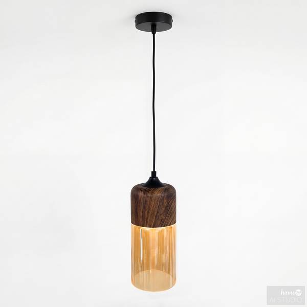 Pendelleuchte KAVON zylindrisch Farbglas / Eisen - 1-flammig