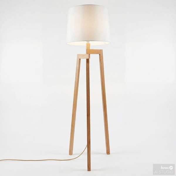 Lampada da terra PRYLO Tessuto / Pino massello - 1 punto luce