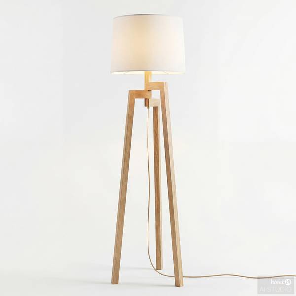 Lampada da terra PRYLO Tessuto / Pino massello - 1 punto luce