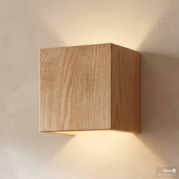 Lampada da parete quadrata SARNIA Legno di pino massello - 1 punto luce