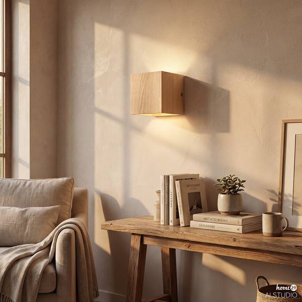 Lampada da parete quadrata SARNIA Legno di pino massello - 1 punto luce