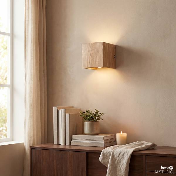 Lampada da parete quadrata SARNIA Legno di pino massello - 1 punto luce