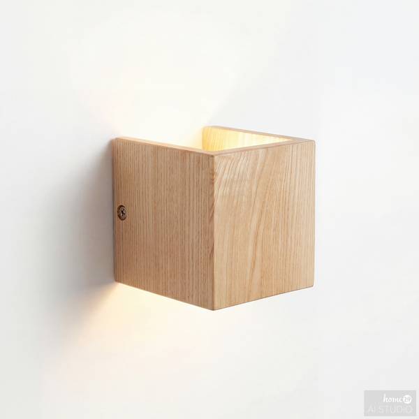 Lampada da parete quadrata SARNIA Legno di pino massello - 1 punto luce