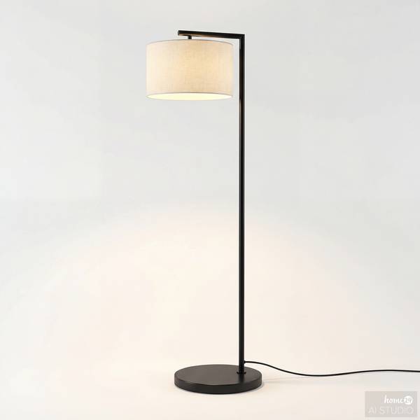 Lampada da terra GINO Tessile / Ferro - 1 punto luce - Bianco / Nero