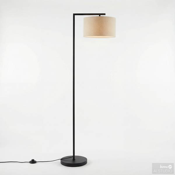 Lampada da terra GINO Tessile / Ferro - 1 punto luce - Bianco / Nero