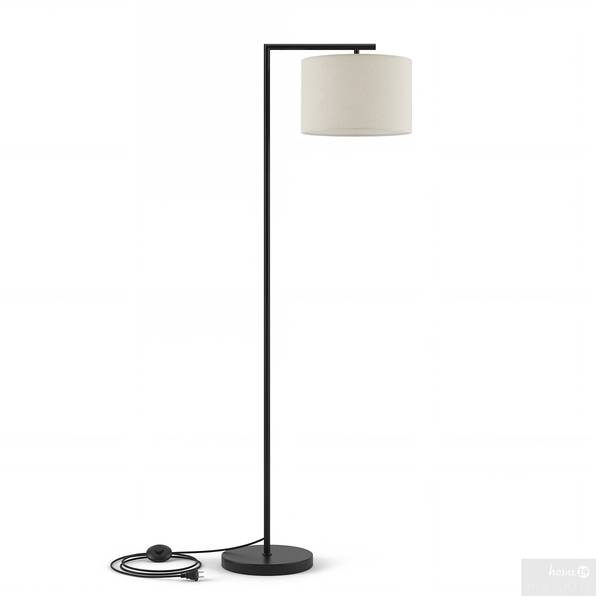 Lampada da terra GINO Tessile / Ferro - 1 punto luce - Bianco / Nero