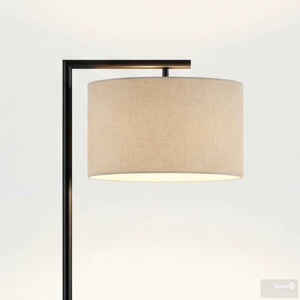 Lampada da terra GINO Tessile / Ferro - 1 punto luce - Bianco / Nero