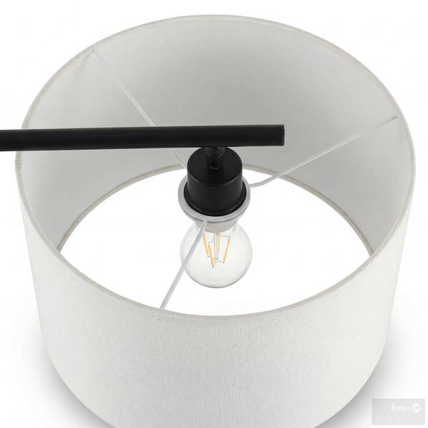 Lampada da terra GINO Tessile / Ferro - 1 punto luce - Bianco / Nero