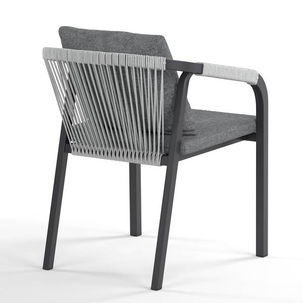 Gartenstuhl Verdee 2er-Set Schwarz / Anthrazit / Grau