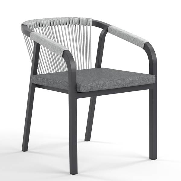 Gartenstuhl Verdee 2er-Set Schwarz / Anthrazit / Grau
