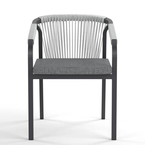 Gartenstuhl Verdee 2er-Set Schwarz / Anthrazit / Grau