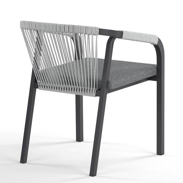 Gartenstuhl Verdee 2er-Set Schwarz / Anthrazit / Grau