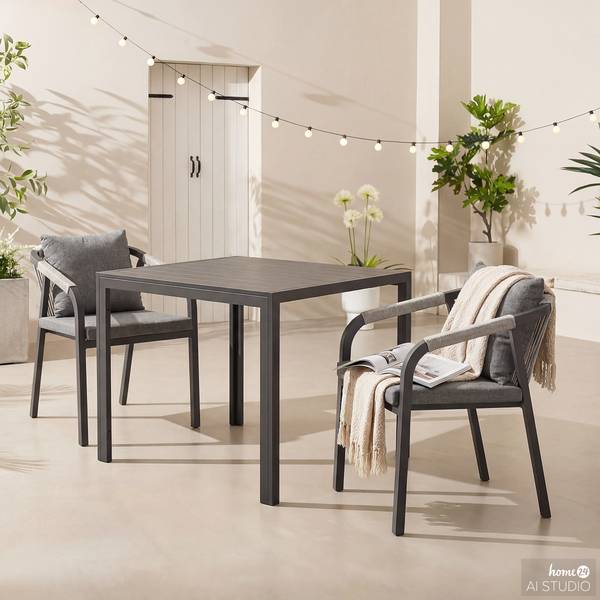 Gartenstuhl Verdee 2er-Set Schwarz / Anthrazit / Grau
