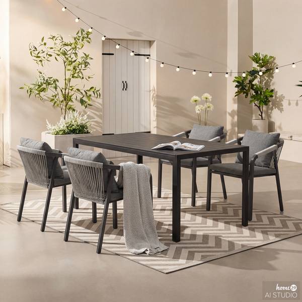Gartenstuhl Verdee 2er-Set Schwarz / Anthrazit / Grau
