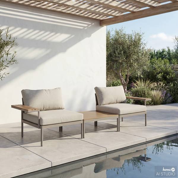 Ensemble de jardin Laventa - 3 éléments Acier/ oléfine - Beige