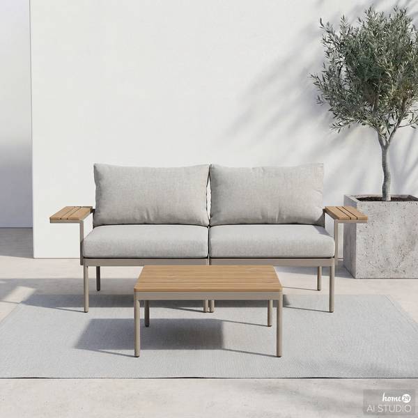 Ensemble de jardin Laventa - 3 éléments Acier/ oléfine - Beige