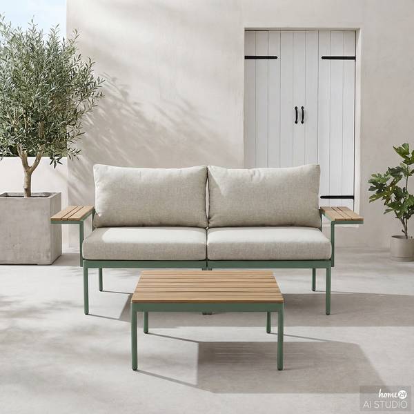 Modulares Loungeset Laventa 3-teilig Stahl / Olefin - Grün