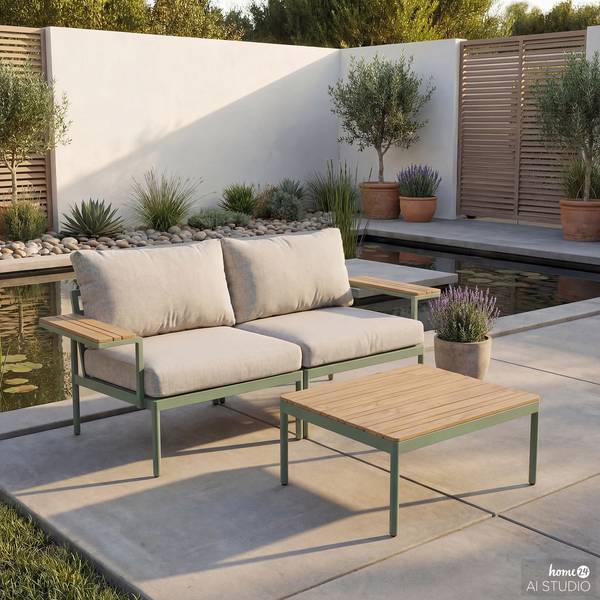 Modulares Loungeset Laventa 3-teilig Stahl / Olefin - Grün