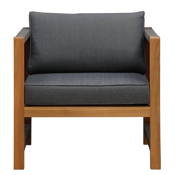 Loungesessel Bayton 2er-Set Akazie massiv / Polyester - Grau / Braun