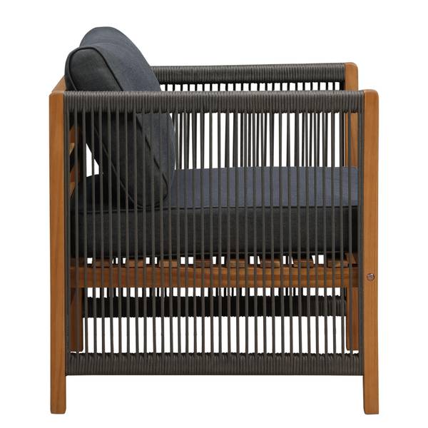 Loungesessel Bayton 2er-Set Akazie massiv / Polyester - Grau / Braun