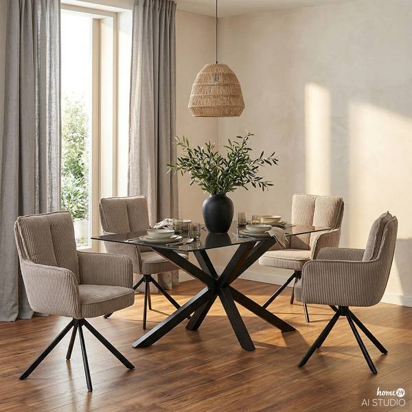 Drehbarer Armlehnenstuhl SALVIN 2er-Set Cappuccino