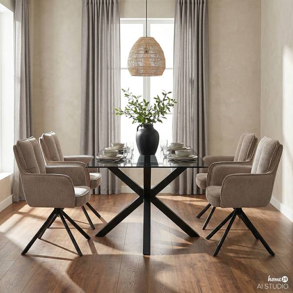 Drehbarer Armlehnenstuhl SALVIN 2er-Set Cappuccino