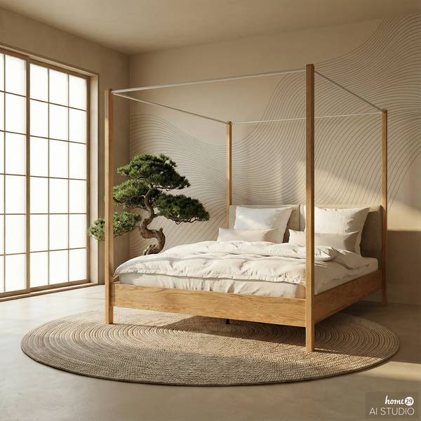Letto a baldacchino NOLBY Color bianco crema