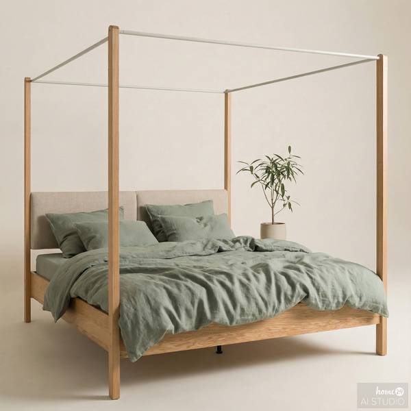 Letto a baldacchino NOLBY Color bianco crema