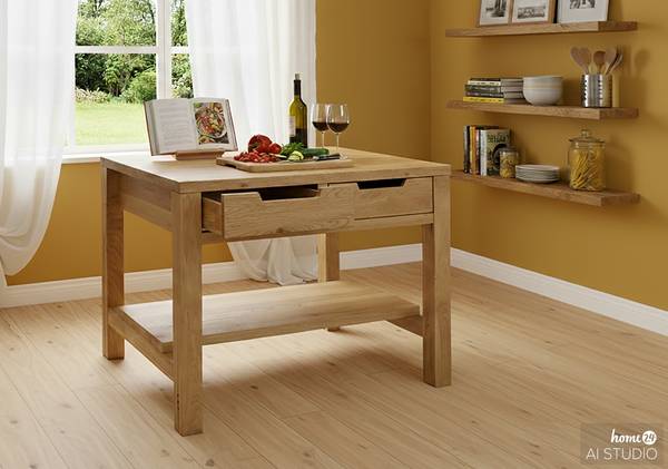 Houten kookeiland MATIASHI massief eikenhout