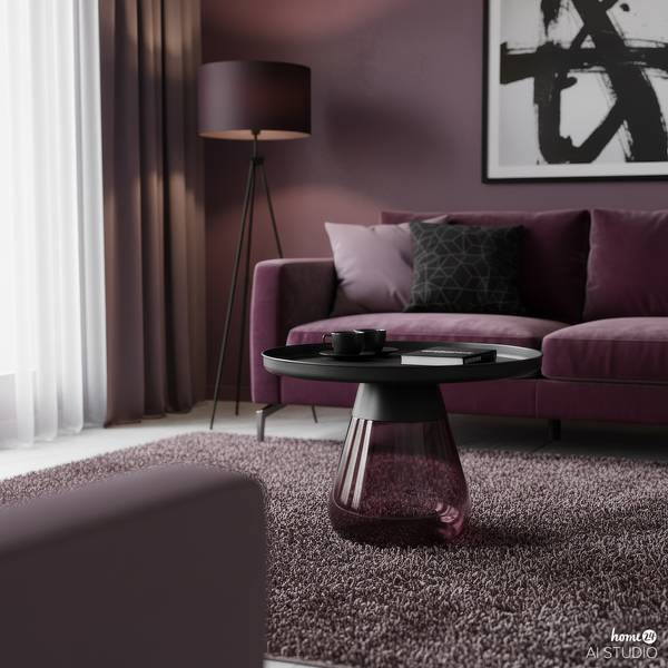 Couchtisch-Set Caviatta 2er-Set Glas / Metall - Dunkellila