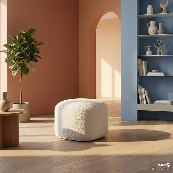 Zitpoef ReLaX!BaG rond Bouclé Stof Coline: beige