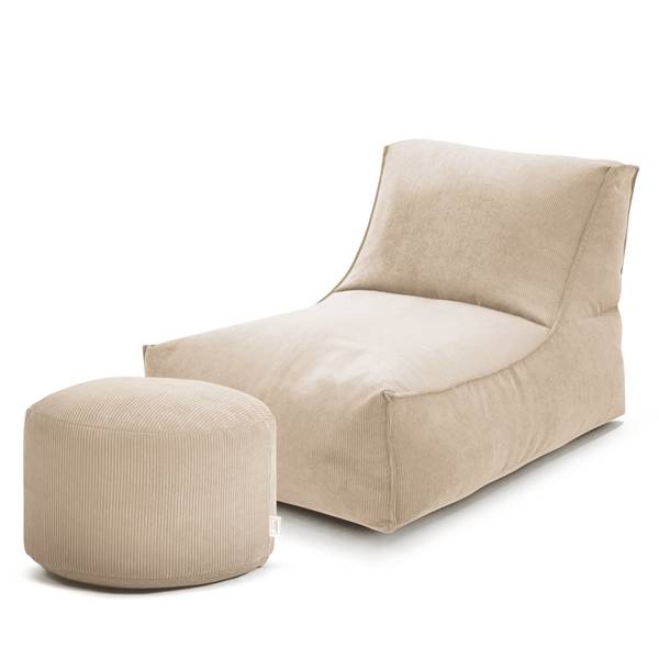 Sitzpouf ReLaX!BaG rund Cordstoff Fjella: Beige