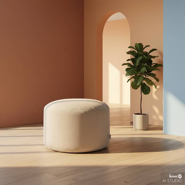 Sitzpouf ReLaX!BaG rund Cordstoff Fjella: Beige