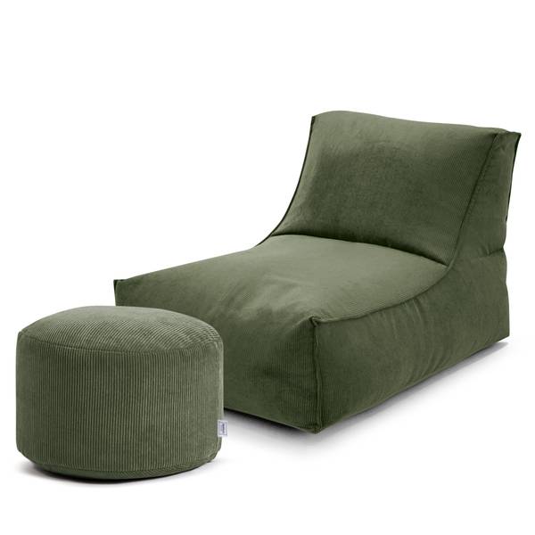 Sitzpouf ReLaX!BaG rund Cordstoff Fjella: Wintermoos