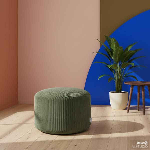 Sitzpouf ReLaX!BaG rund Cordstoff Fjella: Wintermoos