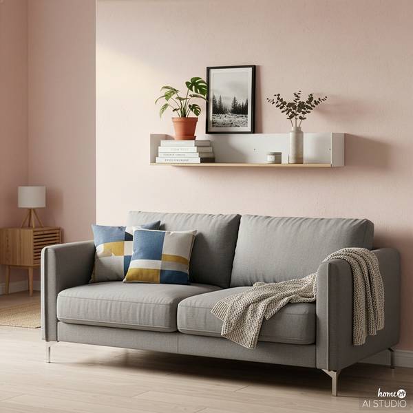 Étagère murale Beikou Type A 2 pièces Placage en bois véritable - sapin - Blanc